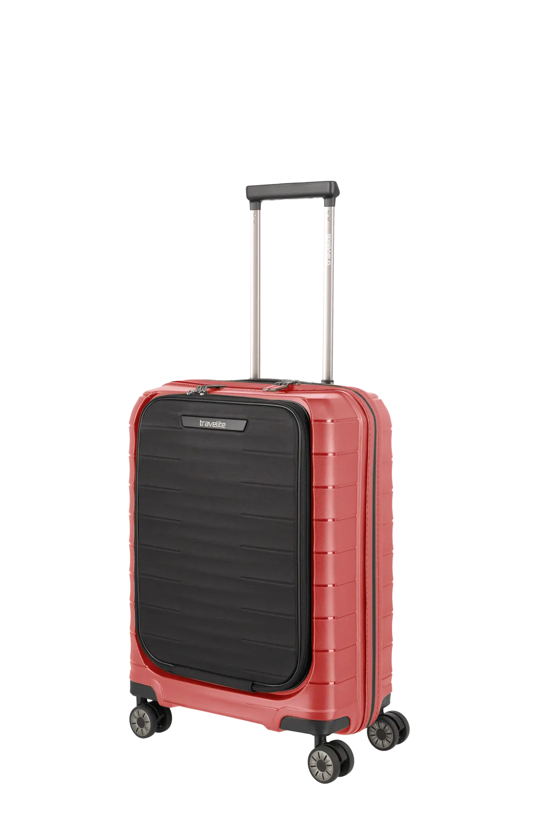 travelite Mooby Trolley S mit Vortasche in Rot Schraegansicht