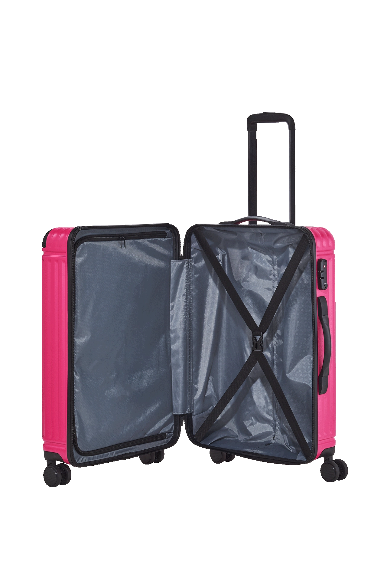 Ein travelite Koffer der Serie Cruise Größe M 67cm Innenansicht in pink