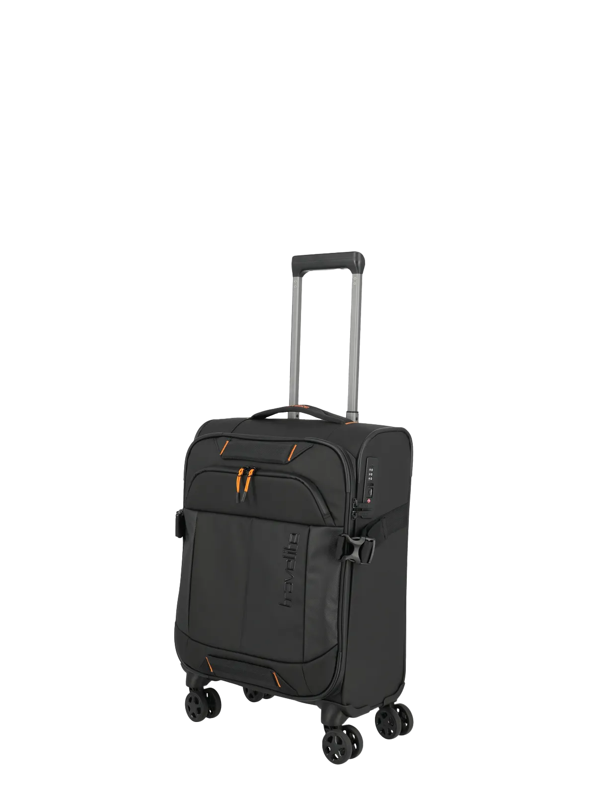 Ein travelite Koffer der Serie Briize Größe S 55cm Schrägansicht in schwarz