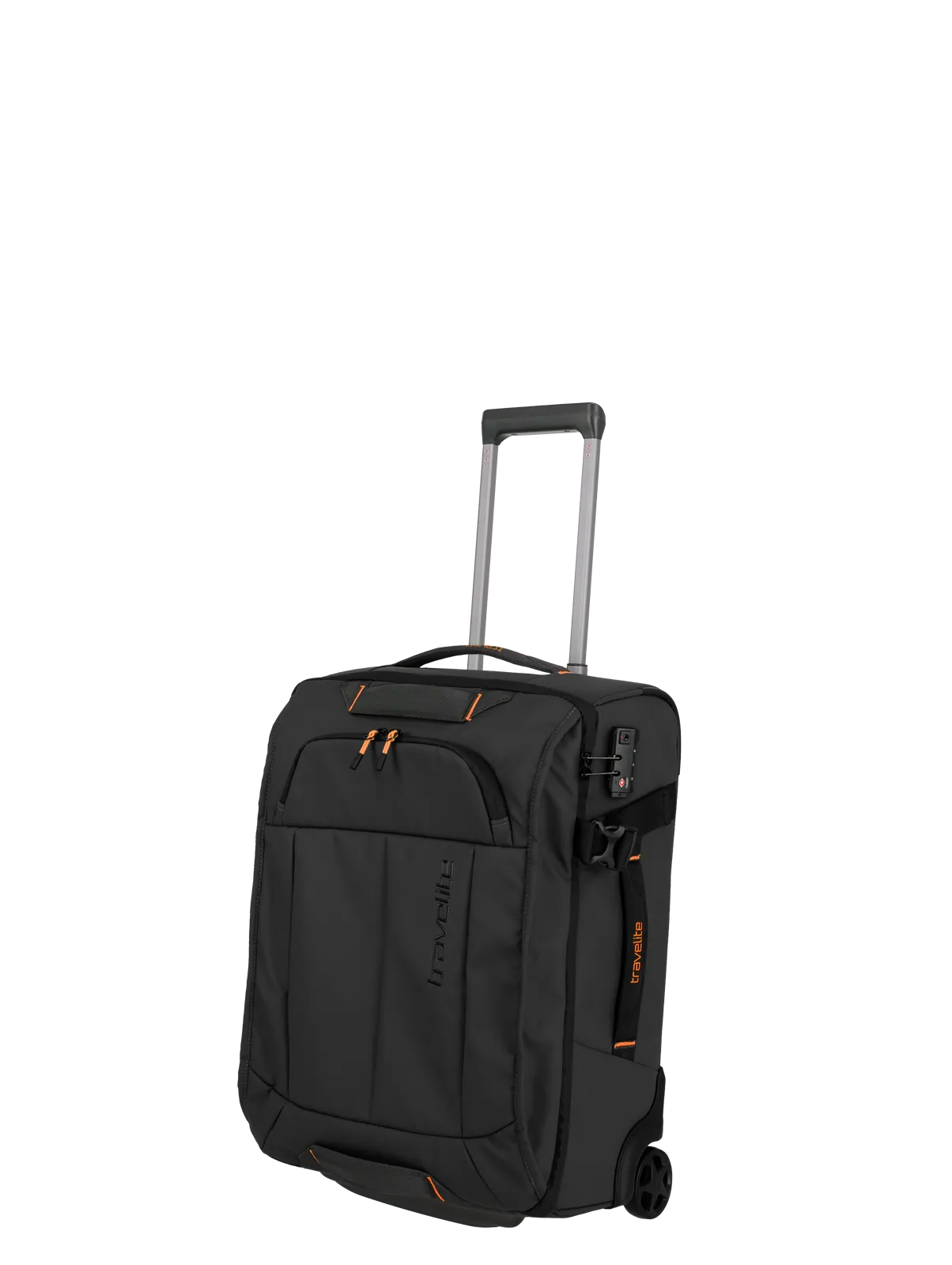 Eine travelite Rollenreisetasche der Serie Briize Größe S 55cm Schrägansicht in schwarz