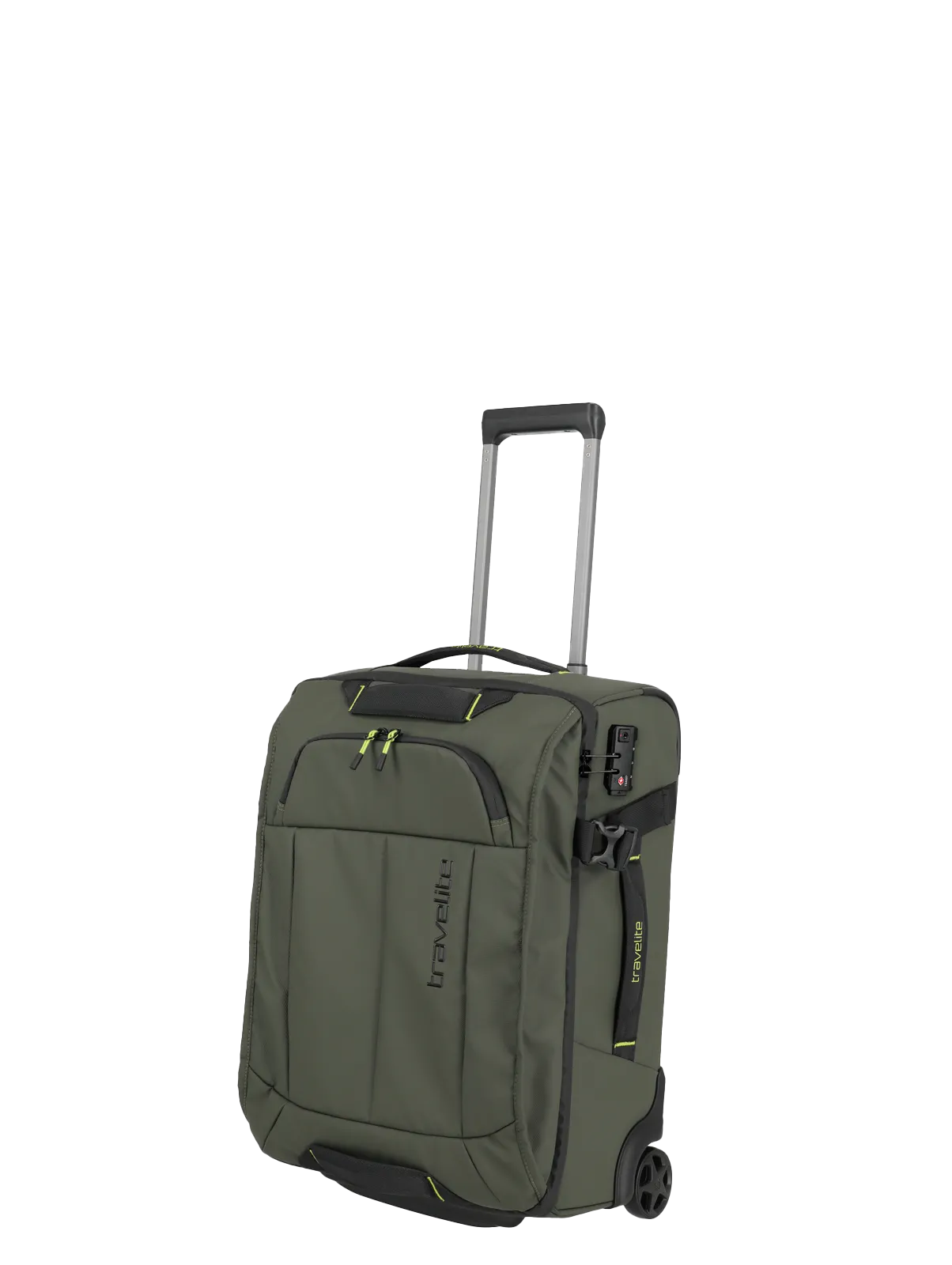 Eine travelite Rollenreisetasche der Serie Briize Größe S 55cm Schrägansicht in khaki