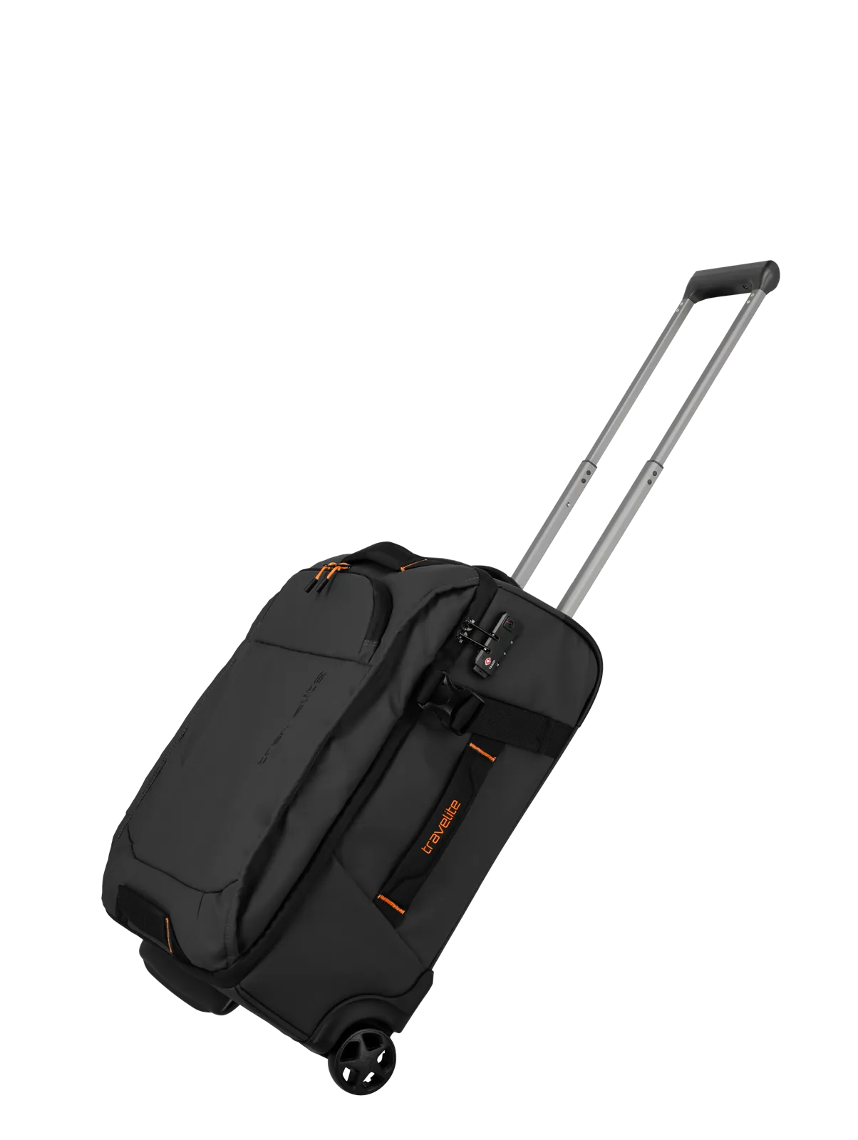 Eine travelite Rollenreisetasche der Serie Briize Größe S 55cm Schrägansicht in schwarz