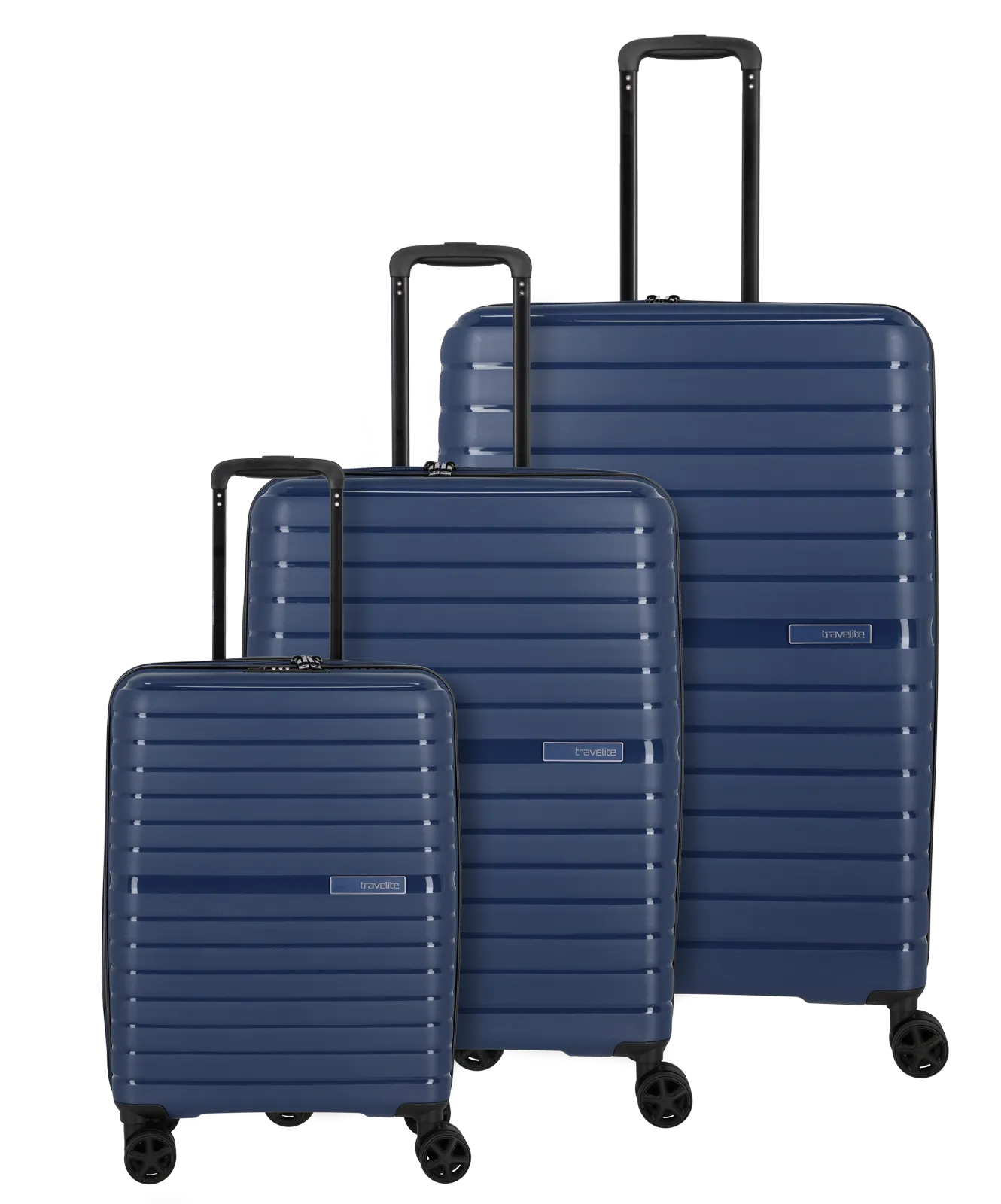 Ein travelite Koffer Set der Serie Trient Frontansicht in blau