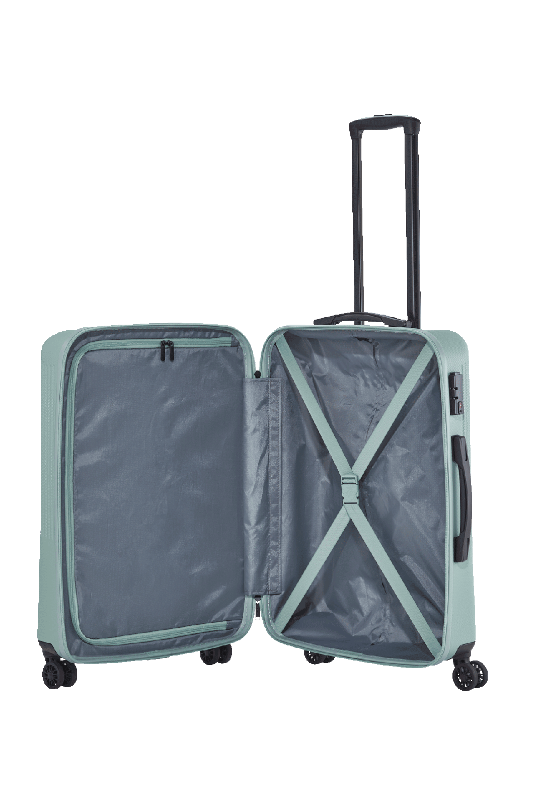 Ein travelite Koffer der Serie Bali M Innenansicht in mint