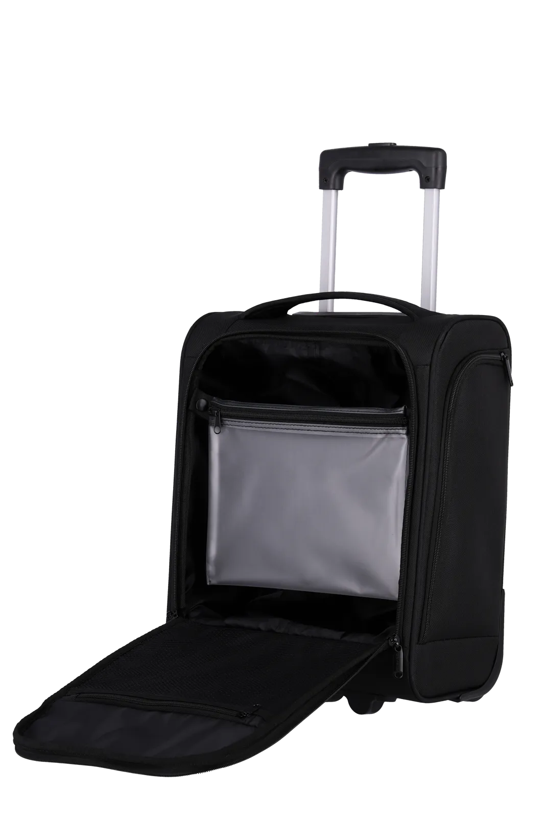 Ein travelite Koffer der Serie Cabin Innenansicht Größe S 43cm in schwarz