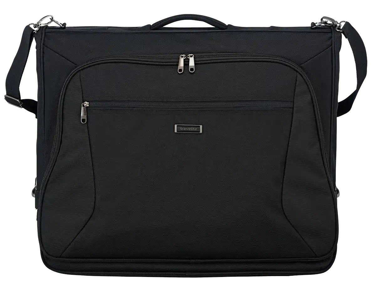 Ein travelite Business Kleidersack der Serie Mobile Frontantsicht in schwarz