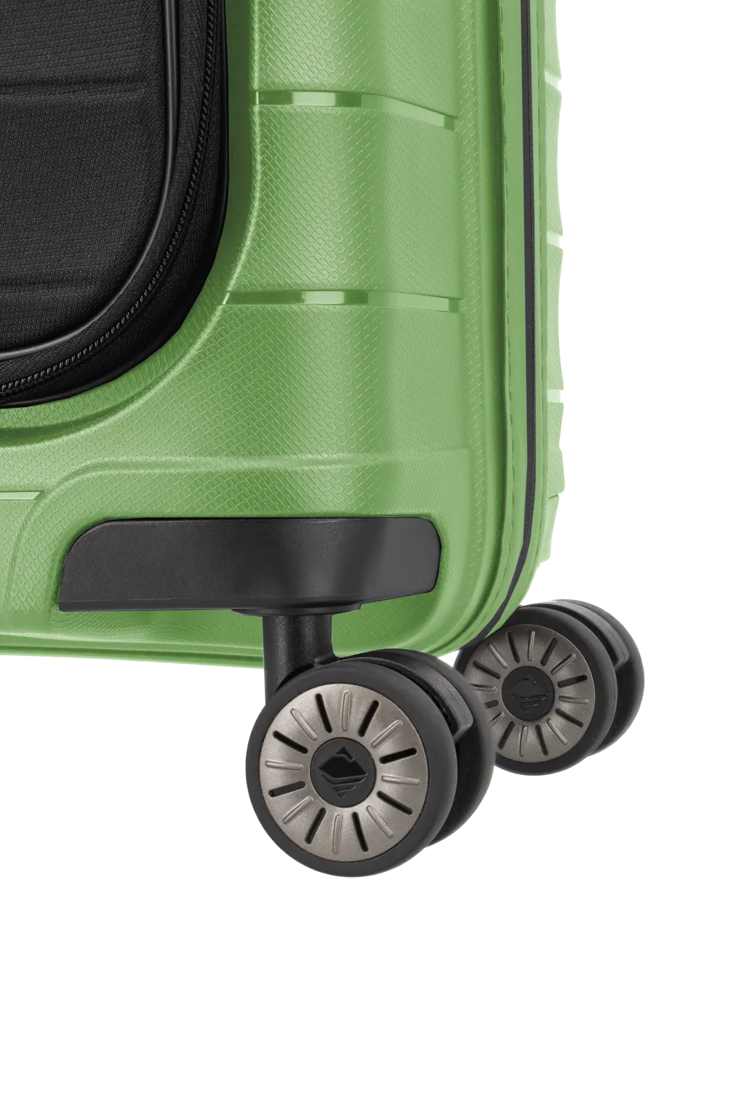 travelite Mooby Trolley S mit Vortasche in Gruen Detailbild Rollen