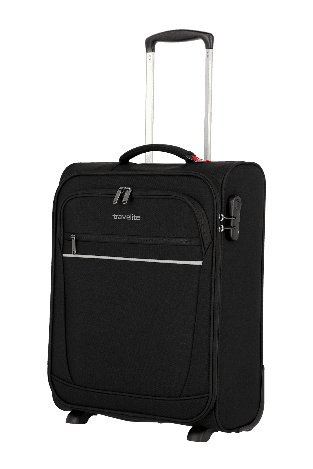 Ein travelite Koffer der Serie Cabin Schrägansicht Größe S 55cm in schwarz