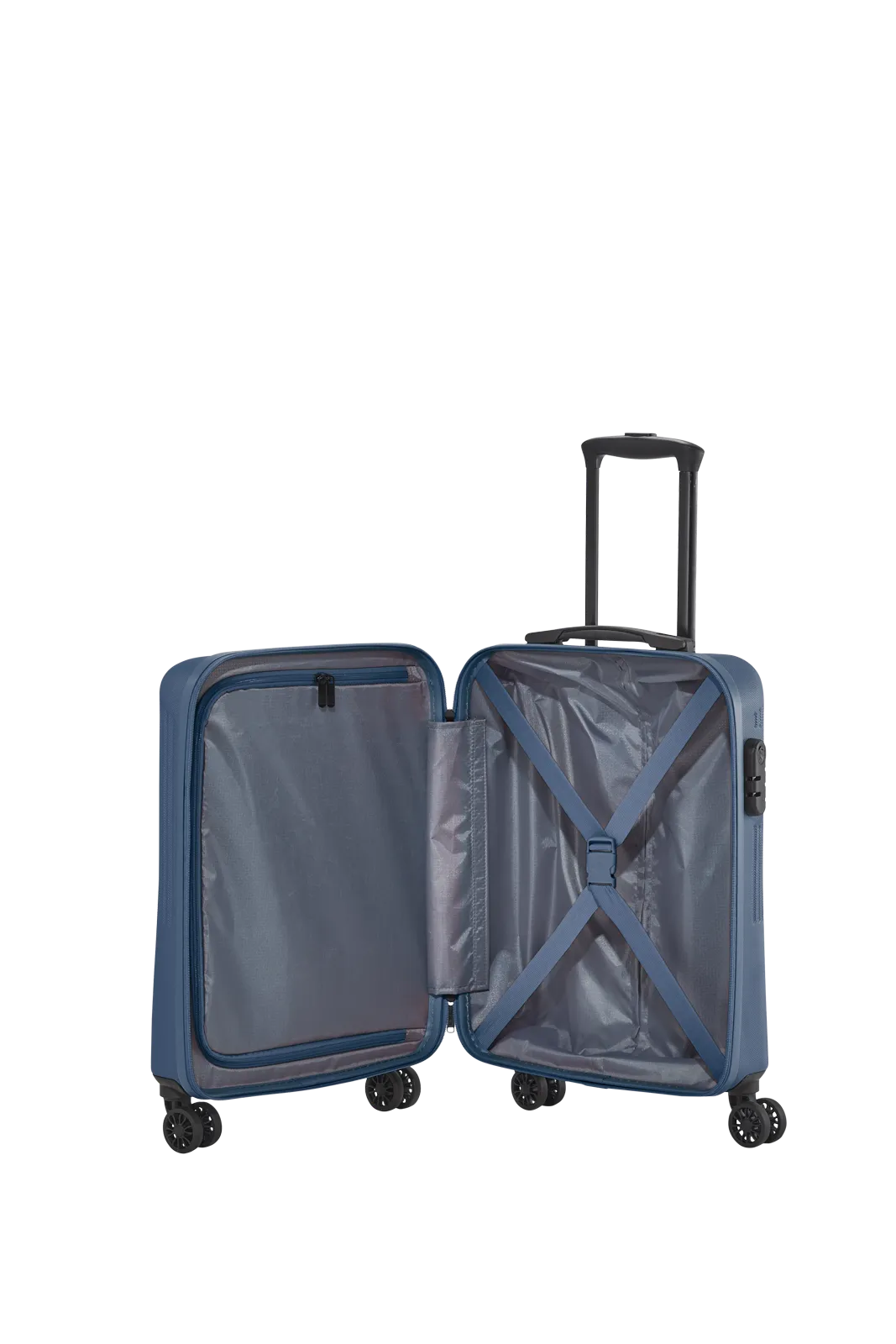 Ein travelite Koffer der Serie Bali Innenansicht Größe S 55cm in blau