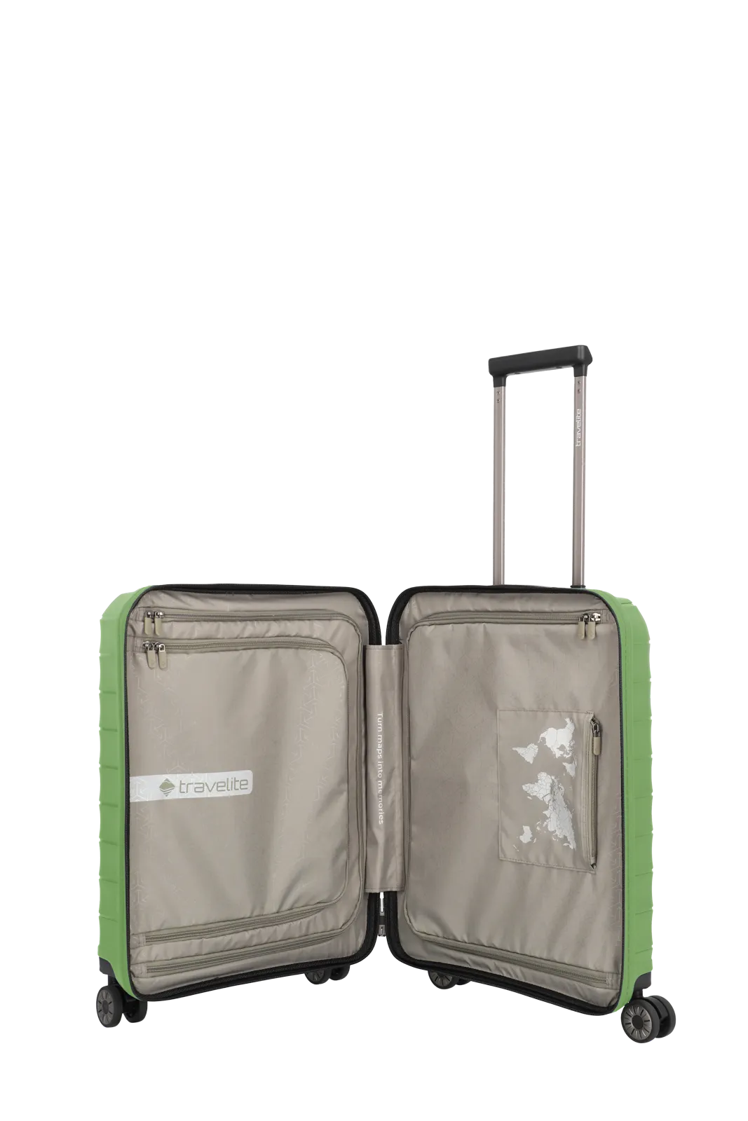 travelite Mooby Trolley S mit Vortasche in Gruen Innenansicht Taschen