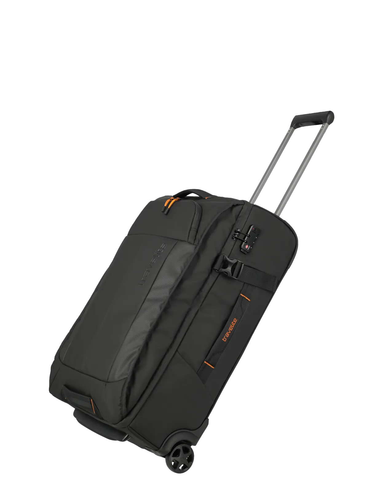 Eine travelite Rollenreisetasche der Serie Briize Größe M 67cm Schrägansicht in schwarz