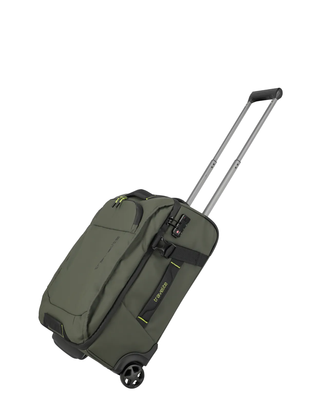 Eine travelite Rollenreisetasche der Serie Briize Größe S 55cm Schrägansicht in khaki