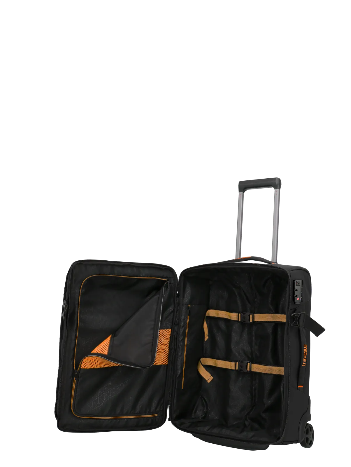 Eine travelite Rollenreisetasche der Serie Briize Größe S 55cm Innenansicht in schwarz