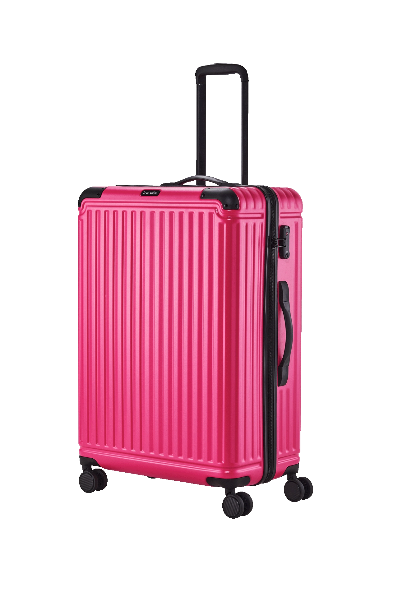 Ein travelite Koffer der Serie Cruise Größe L 77cm Schrägansicht pink