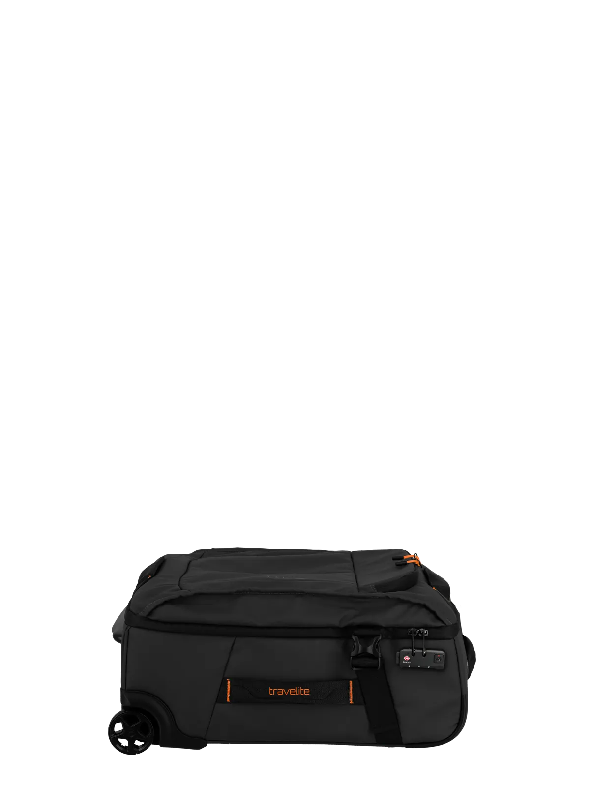 Eine travelite Rollenreisetasche der Serie Briize Größe S 55cm Seitenansicht in schwarz