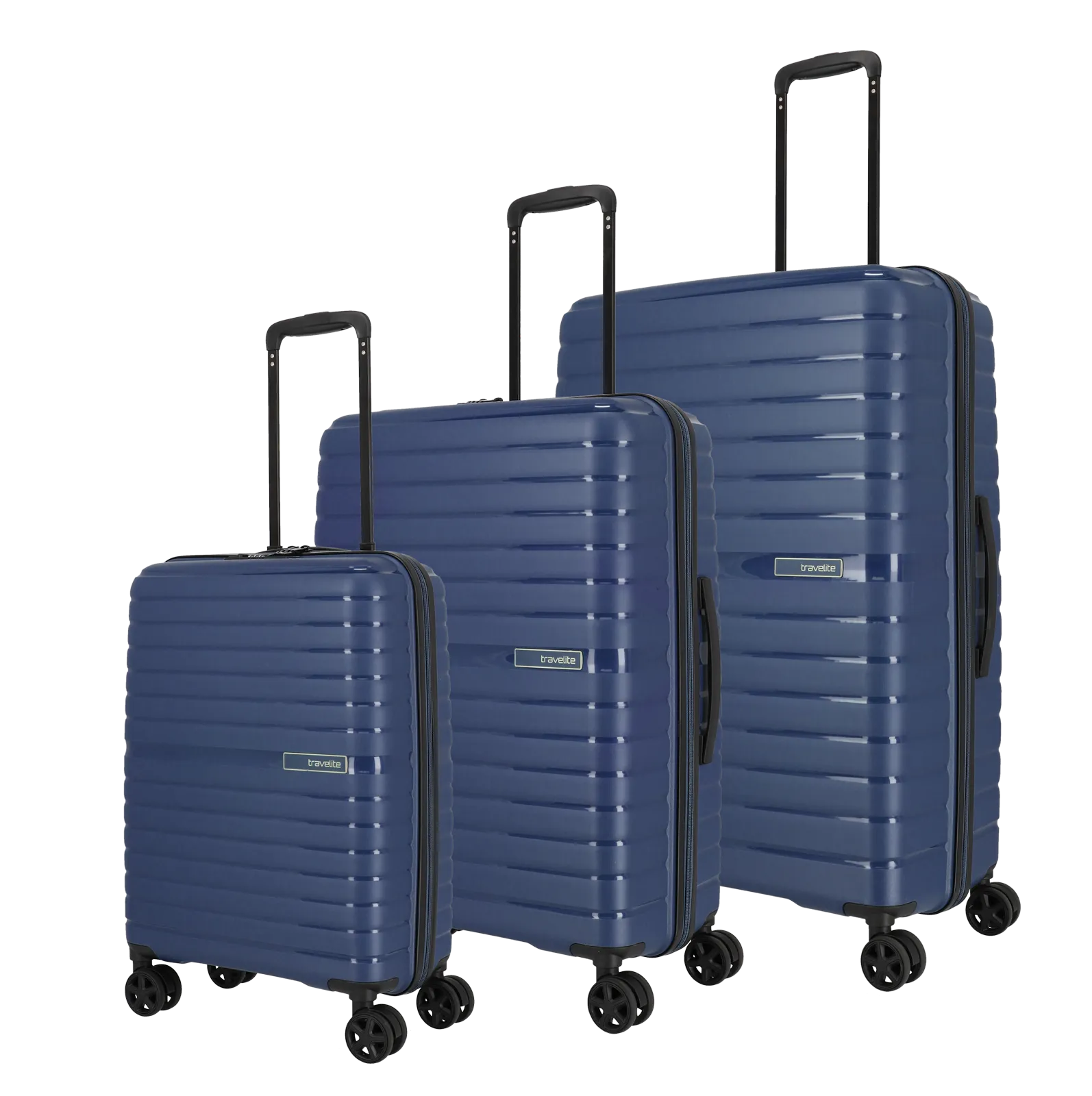 Ein travelite Koffer Set der Serie Trient Schrägansicht in blau
