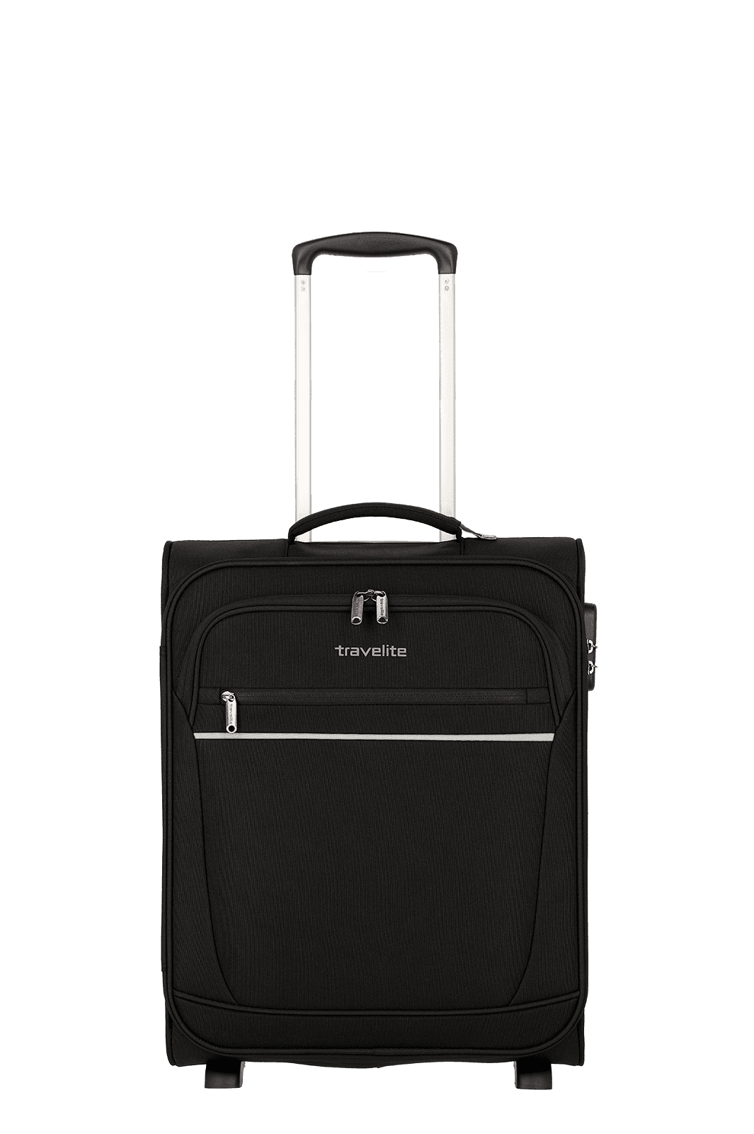 Ein travelite Koffer der Serie Cabin Frontansicht Größe S 52cm in schwarz