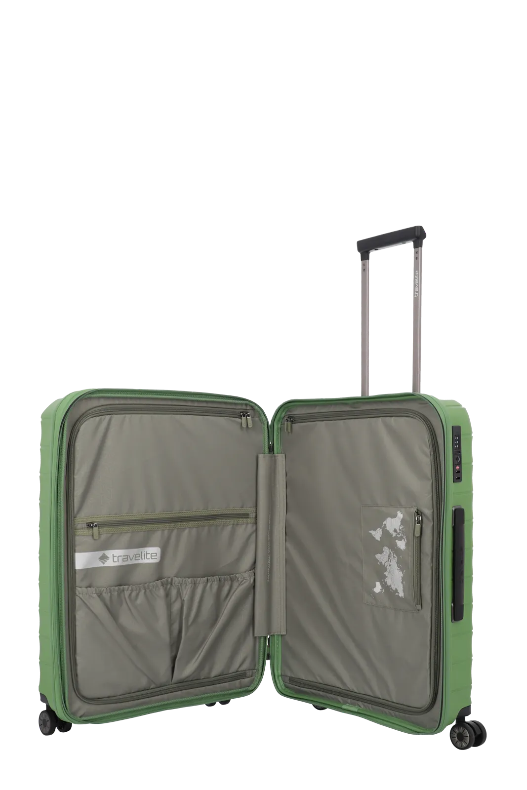 travelite Mooby Trolley M in Gruen Innenansicht Taschen