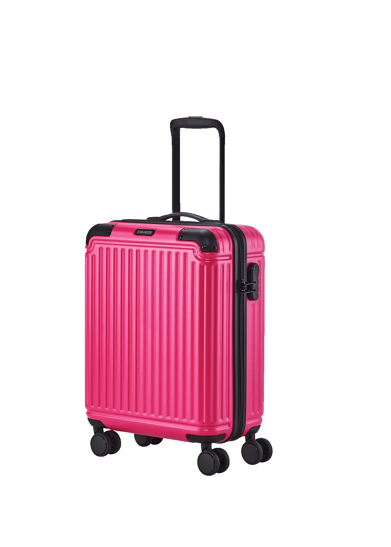 Ein travelite Koffer der Serie Cruise Größe S 55cm Schrägansicht in pink