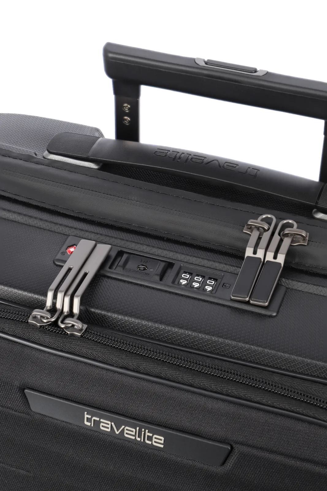 travelite Mooby Trolley S mit Vortasche in Schwarz Detailbild Reissverschuesse