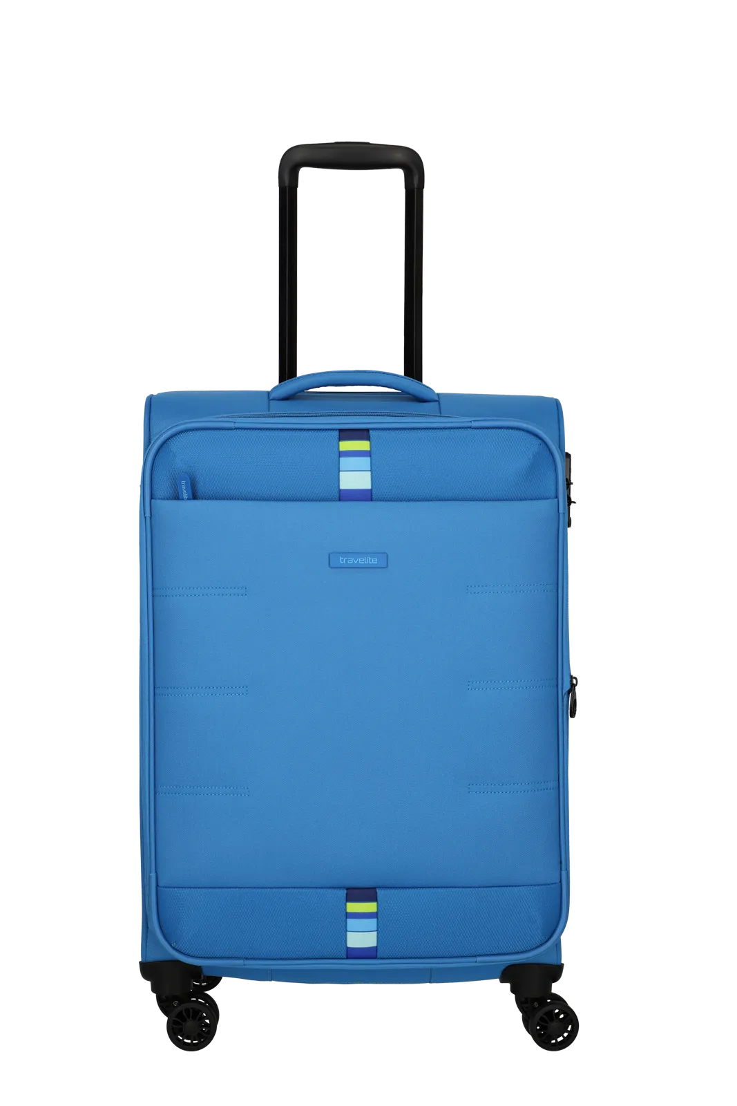 Ein travelite Koffer der Serie Rügen Frontansicht Größe M 67cm in blau