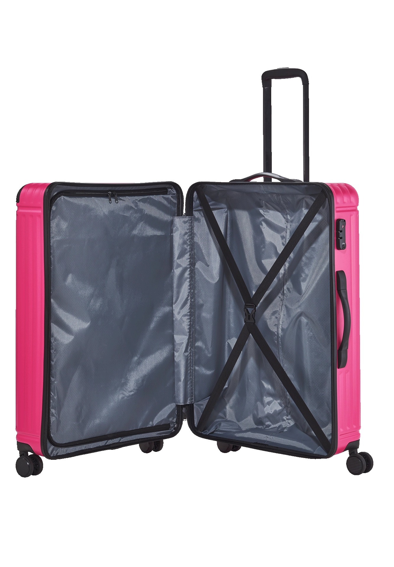 Ein travelite Koffer der Serie Cruise Größe L 77cm Innenansicht in pink