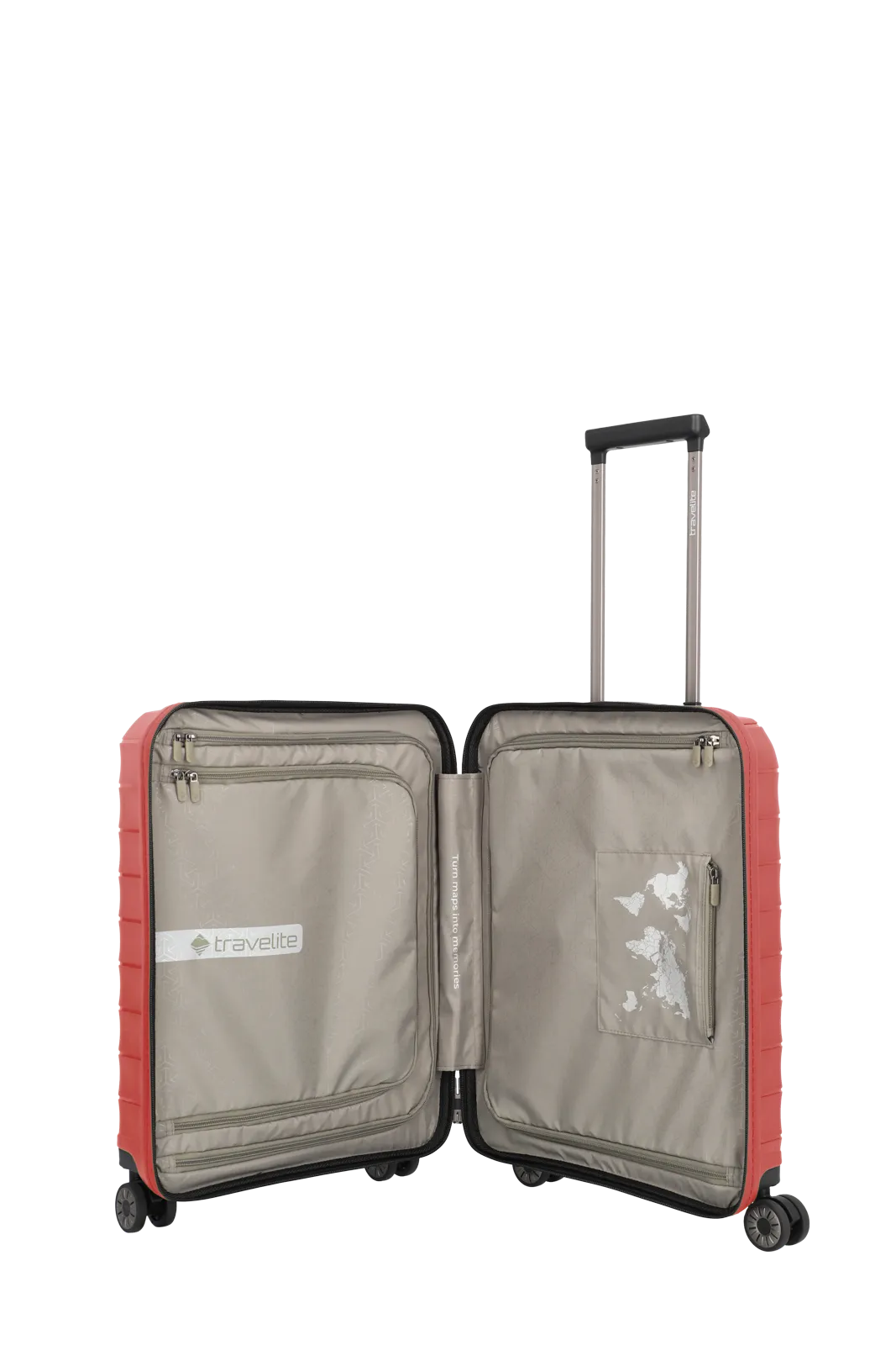 travelite Mooby Trolley S in Rot Innenansicht Taschen