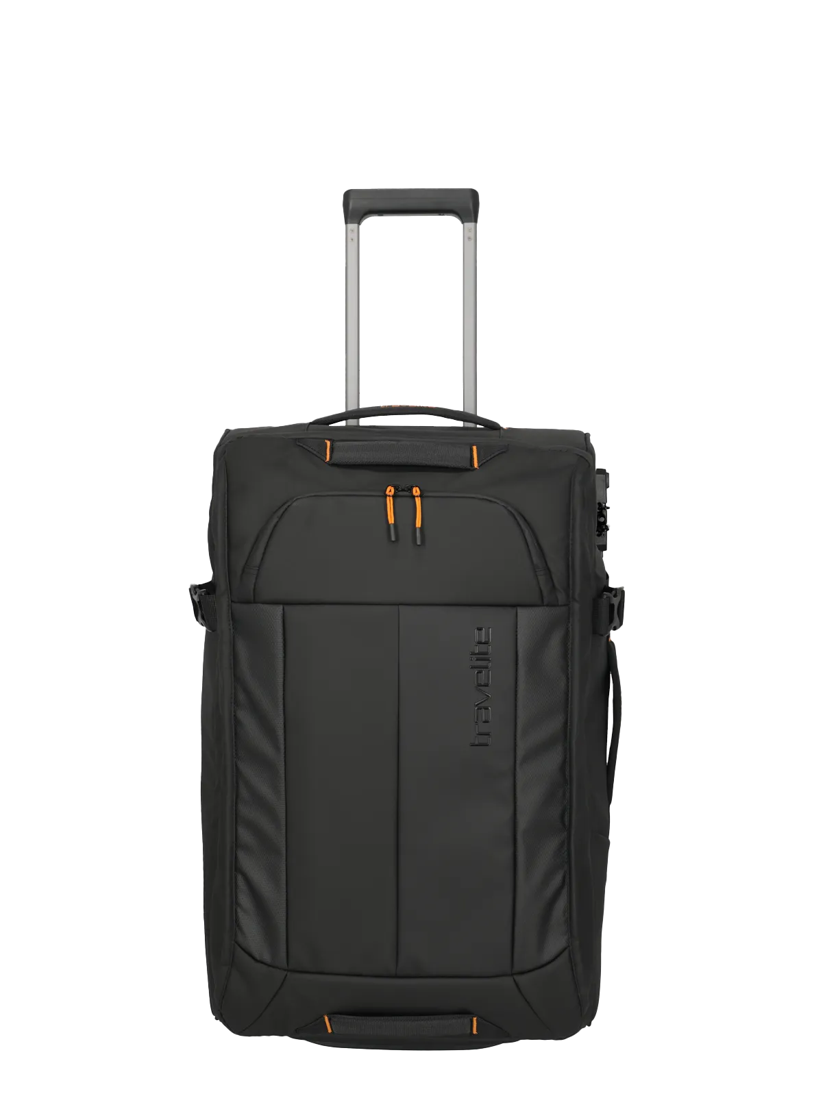 Eine travelite Rollenreisetasche der Serie Briize Größe M 67cm Frontansicht in schwarz