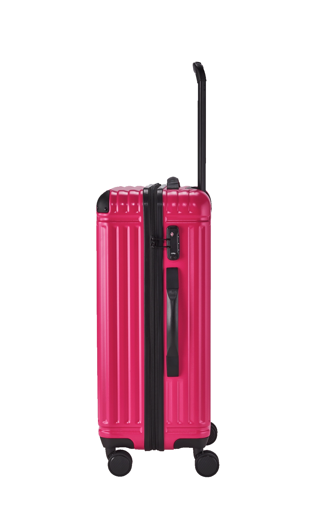 Ein travelite Koffer der Serie Cruise Größe M 67cm Seitenansicht in pink